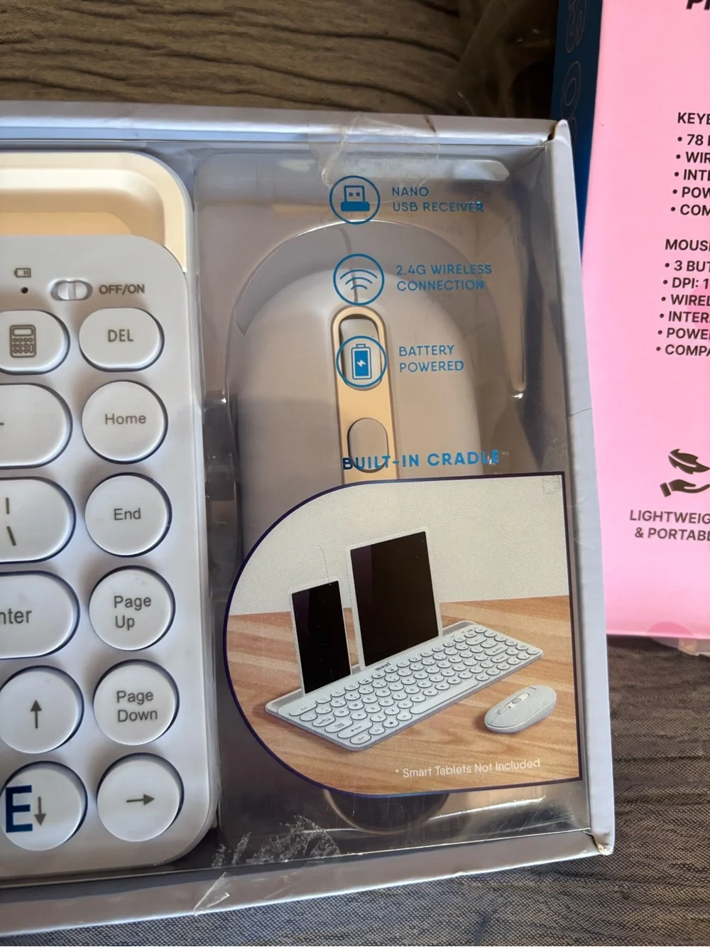 Moxi Wireless Keyboard & Mouse Set - White